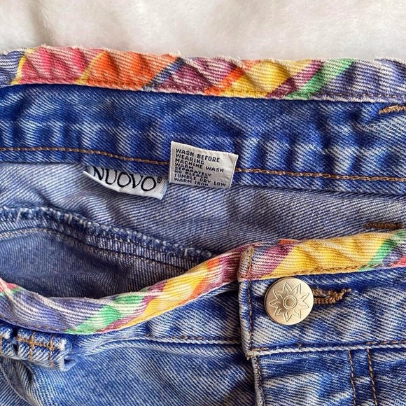 80s Super High Rise Jean Shorts with/ Rainbow Stripes (9) 🌈 - Picture 2 of 8